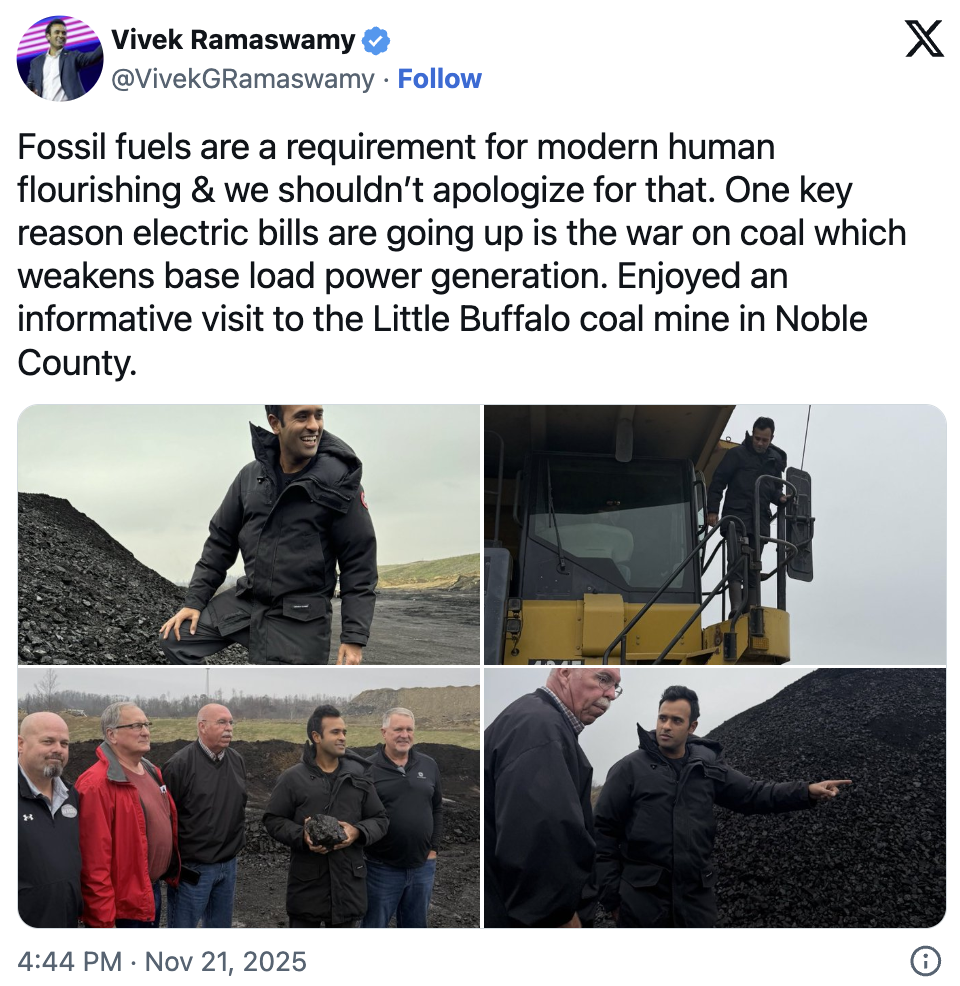 Vivek Visits Little Buffalo Coal Mine