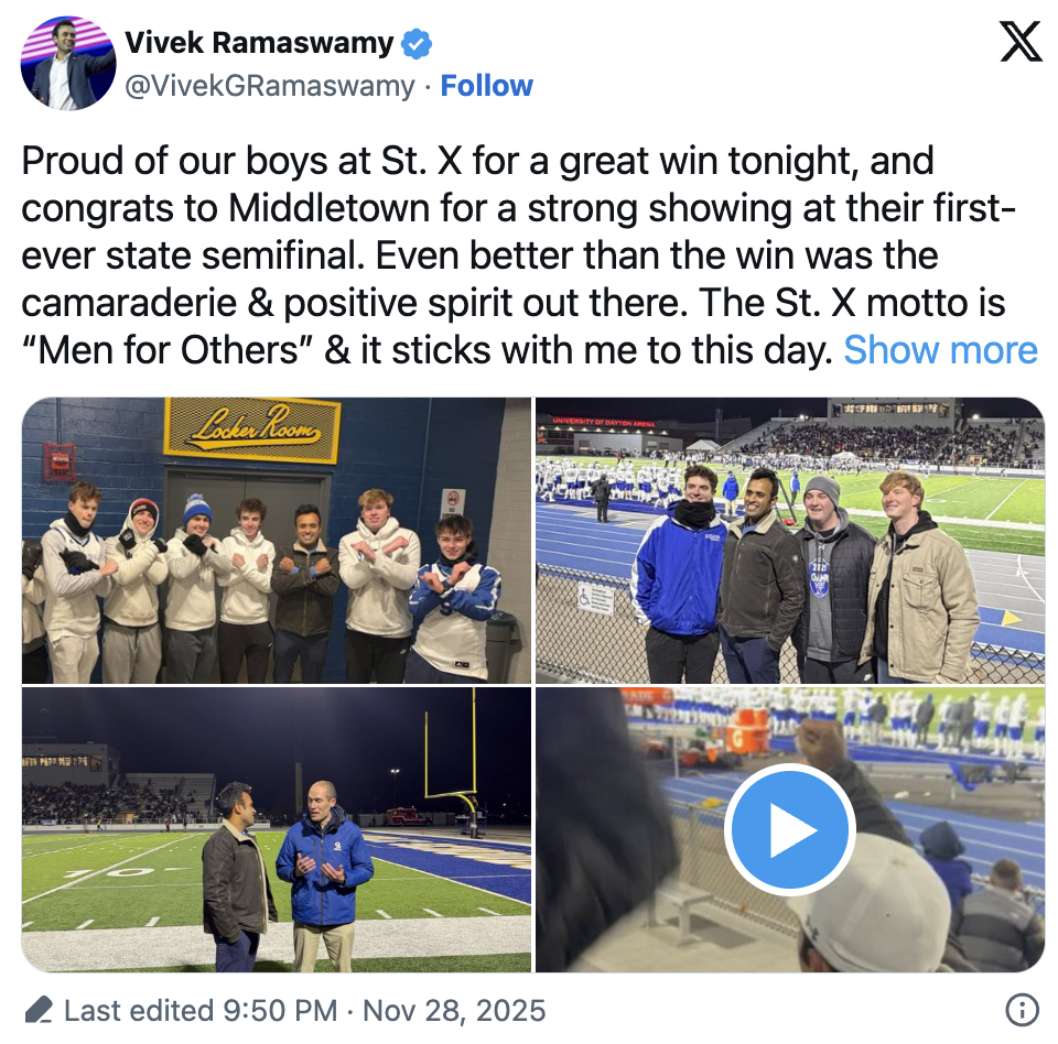 Vivek Congratulates St. X on Semifinal Victory