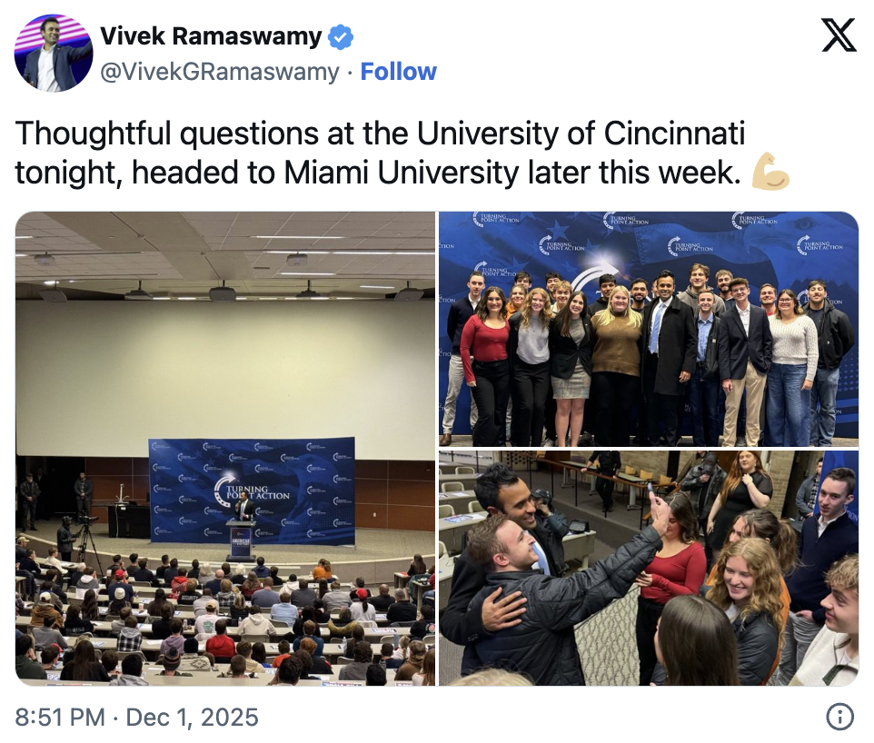 Vivek Engages Students at University of Cincinnati