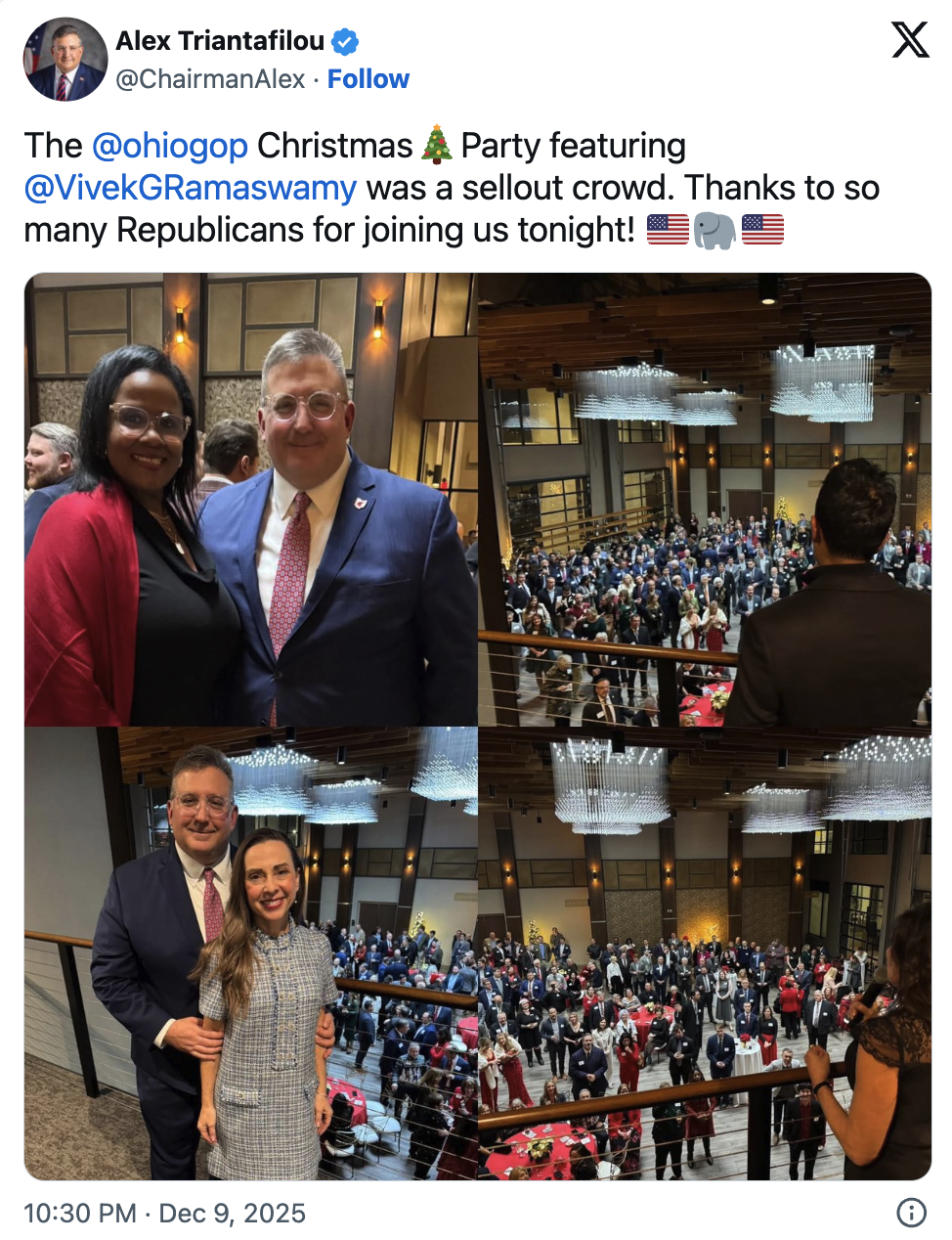 Ohio GOP Christmas Party Featuring Vivek Ramaswamy