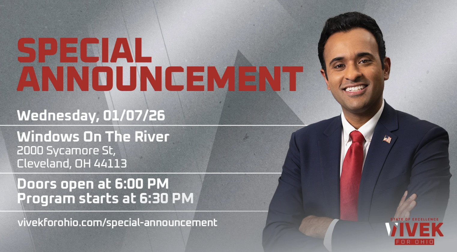 Vivek Special Announcement Graphic