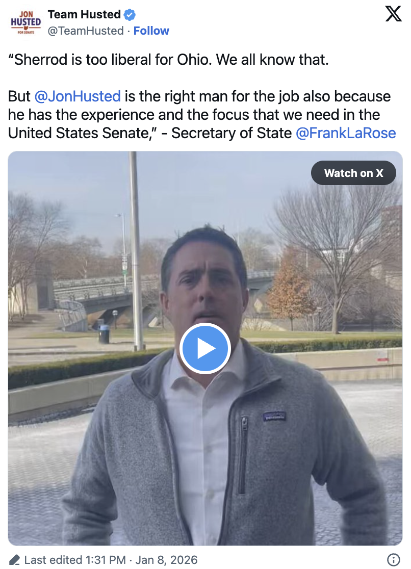 Jon Husted Recognized for Senate Experience and Vision