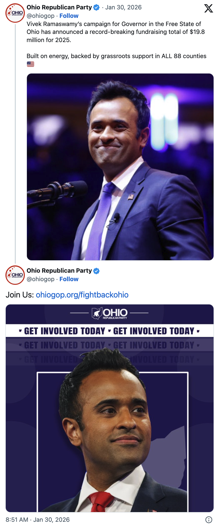 Vivek Ramaswamy Breaks Fundraising Records in Ohio