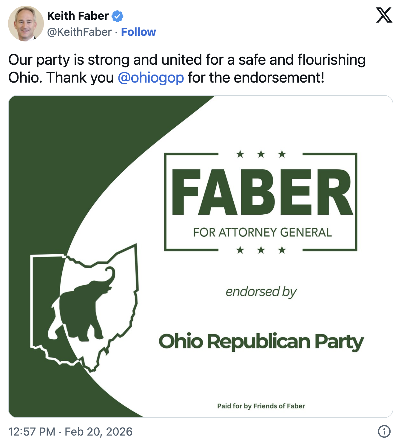Faber Gains Key Support for Attorney General Bid