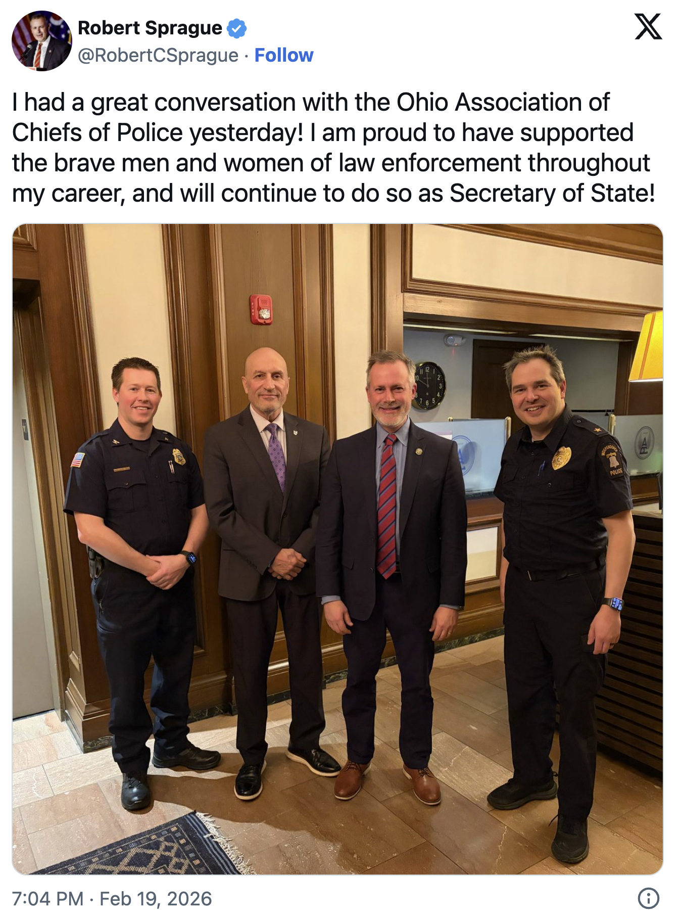 Celebrating Partnership With Ohio Law Enforcement Leaders