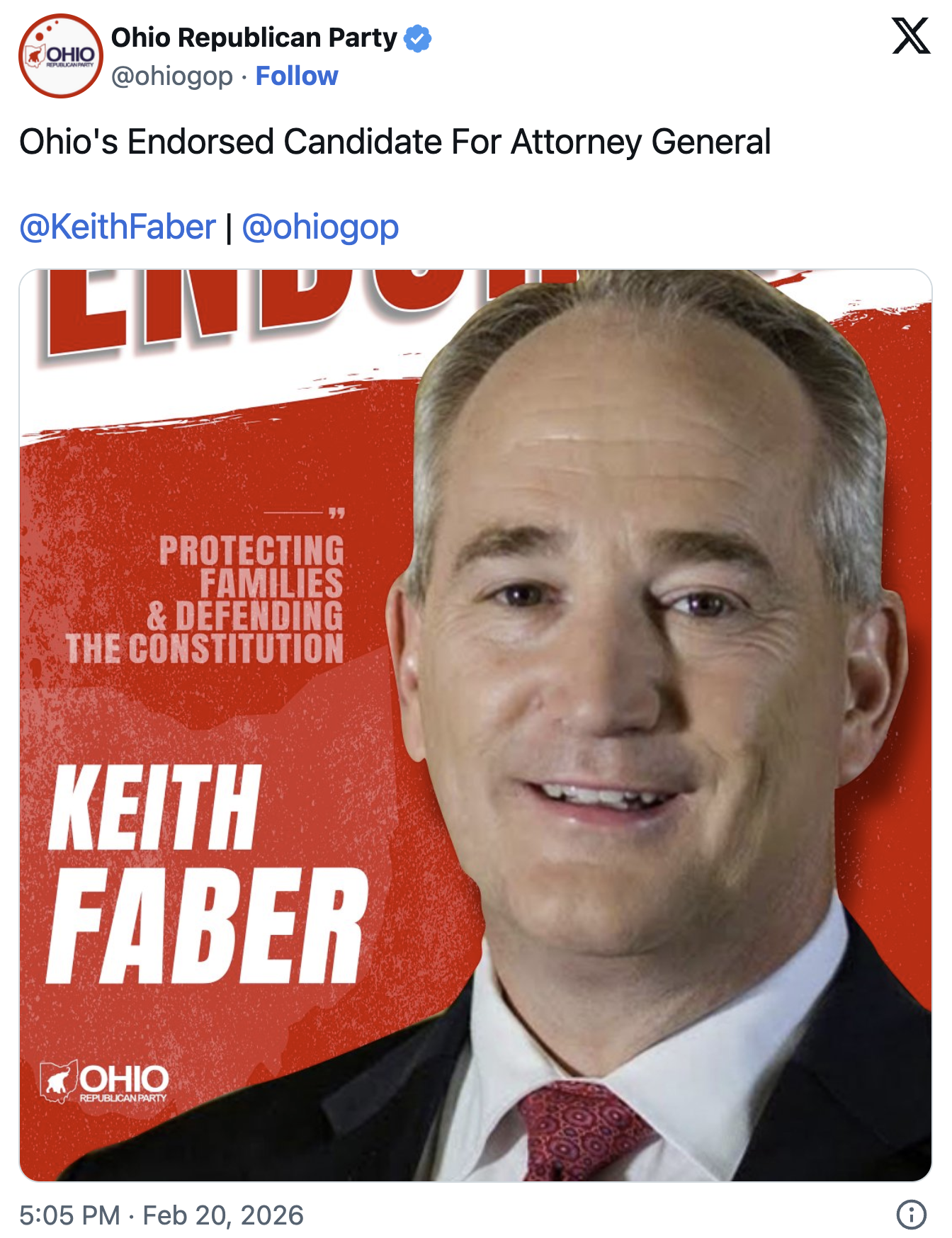 Keith Faber Receives Endorsement for Attorney General