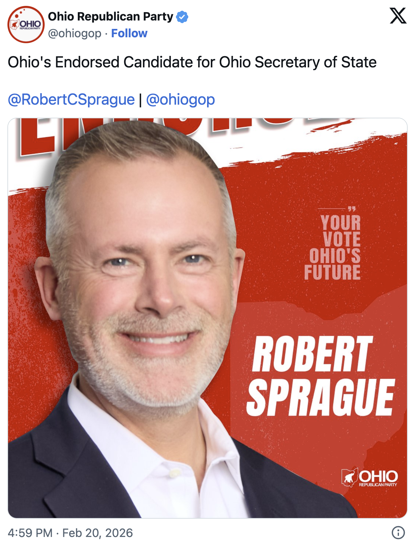 Ohio Republican Party Announces Secretary of State Pick