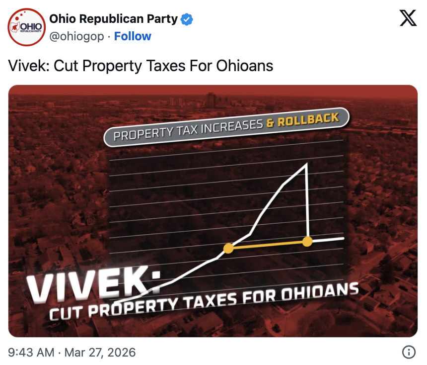 Ohio GOP post on Vivek property tax plan