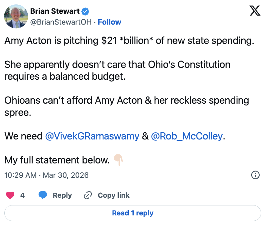 Brian Stewart post on Amy Acton spending