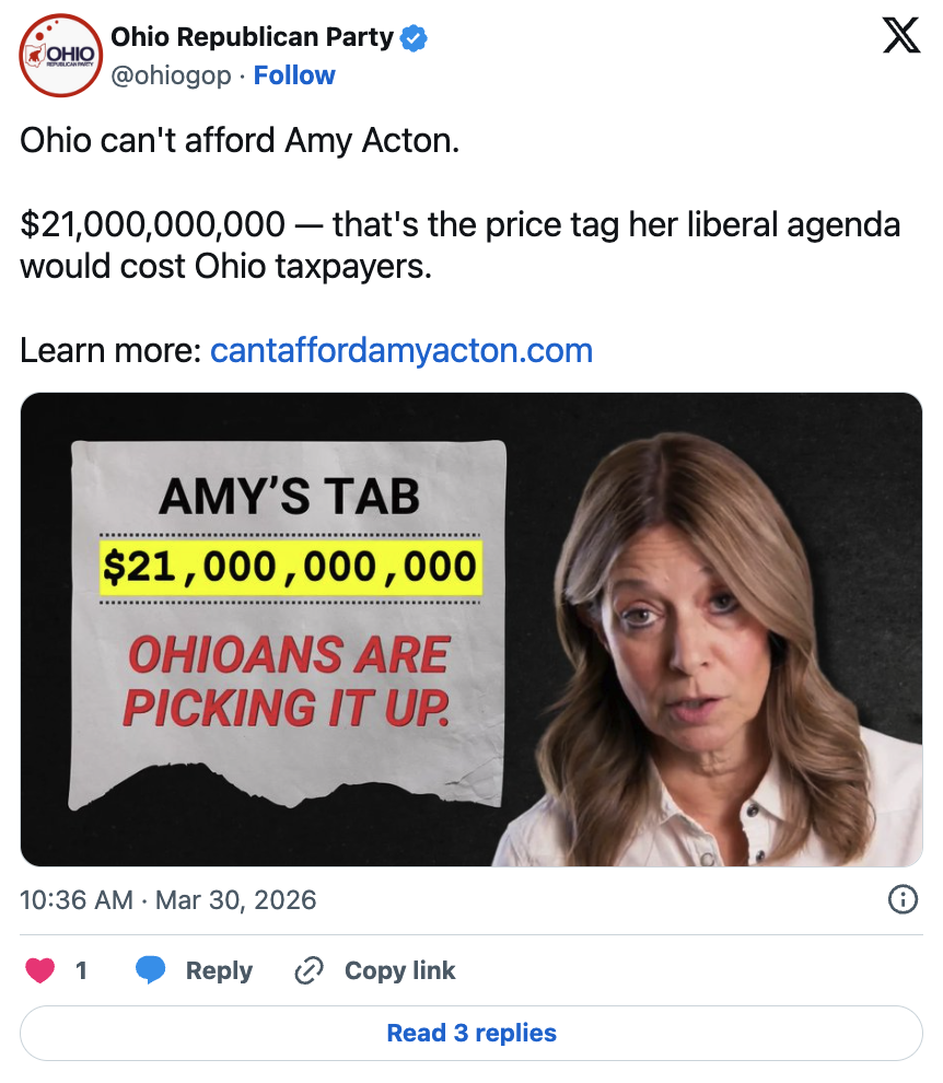 Ohio GOP post on Amy Acton spending