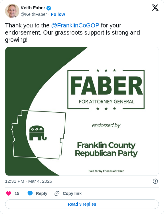 Franklin County Republicans Support Keith Faber