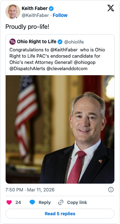 Keith Faber Earns Major Endorsement In Ohio