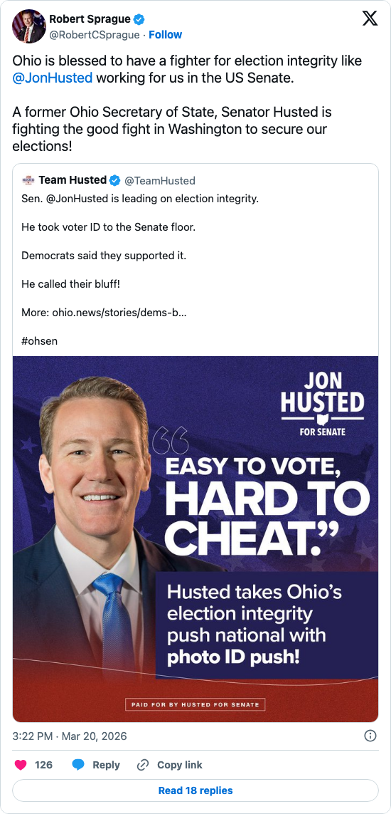 Husted Champions Election Integrity
