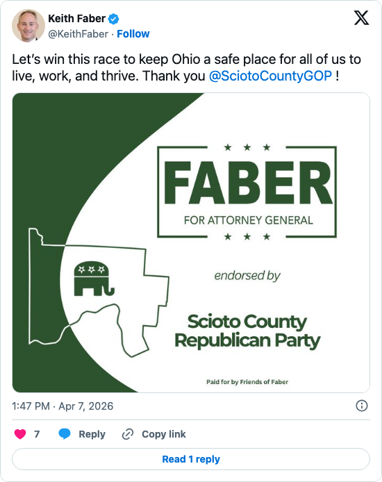 Keith Faber Earns Support for Attorney General